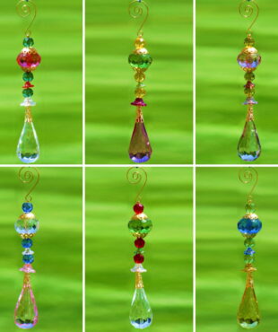 collage of 6 assorted colors 7 inch long acrylic teardrop ornaments