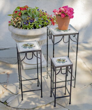 Set of Three Square Metal Plant Stands